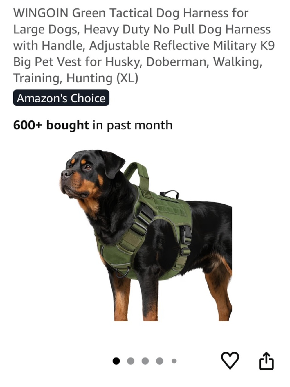 WINGOIN Green Tactical Dog Harness (XL and L) - NWOT